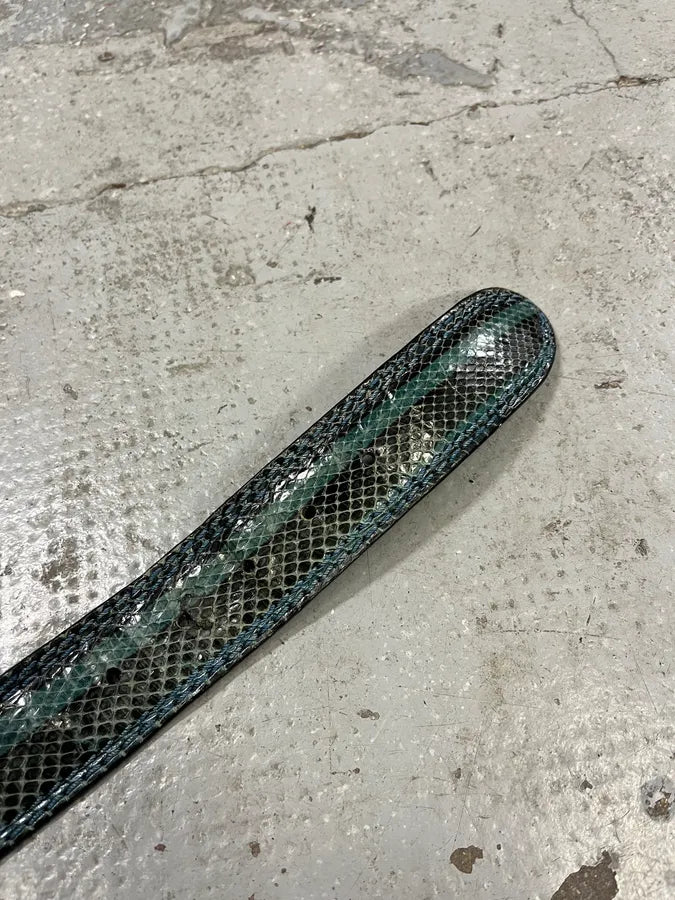 2000s Gianfranco Ferré Blue Gradient Python Embossed Leather Belt (OS) jZOBATn 6