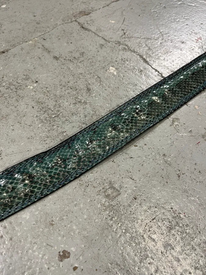 2000s Gianfranco Ferré Blue Gradient Python Embossed Leather Belt (OS) jZOBATn 7