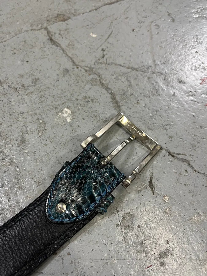 2000s Gianfranco Ferré Blue Gradient Python Embossed Leather Belt (OS) jZOBATn 8