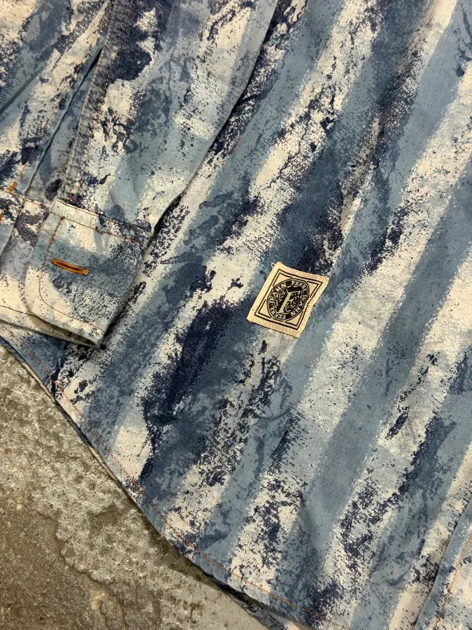 2000s Gianfranco Ferré Blue Stripes Eroded Shirt qNiAOsl 6
