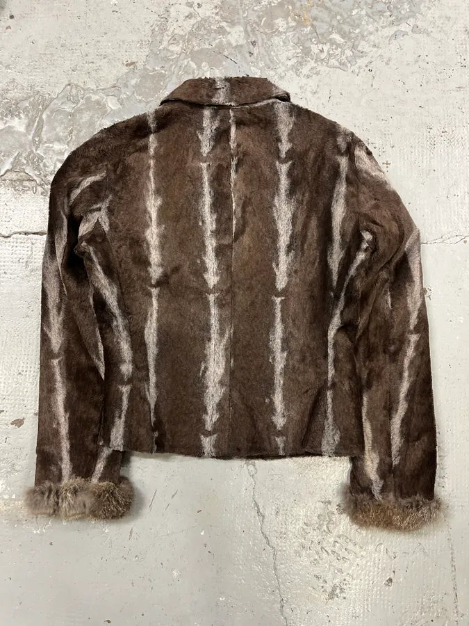 2000s Gianfranco Ferré Brown & Grey Faux Fur Jacket xvqIYDZ 6