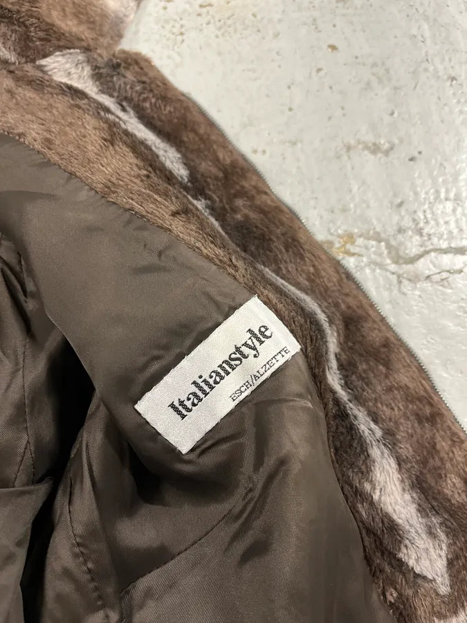 2000s Gianfranco Ferré Brown & Grey Faux Fur Jacket xvqIYDZ 9