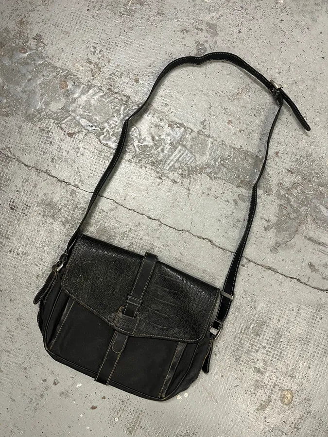 2000s Gianfranco Ferré Brown Crocodile Leather Canva Shoulder Bag RzfzAcp 2