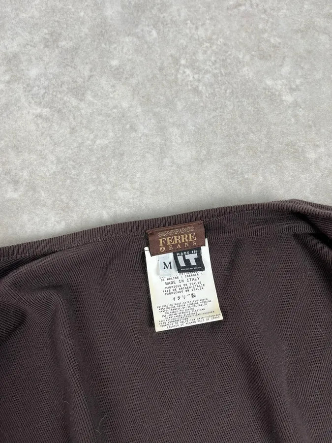 2000s Gianfranco Ferré Brown Faux Fur Cardigan Sweater WDzuYQz 8