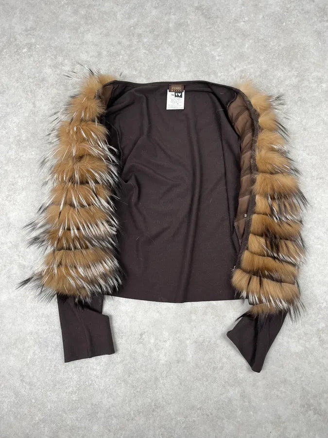 2000s Gianfranco Ferré Brown Faux Fur Cardigan Sweater WDzuYQz 7