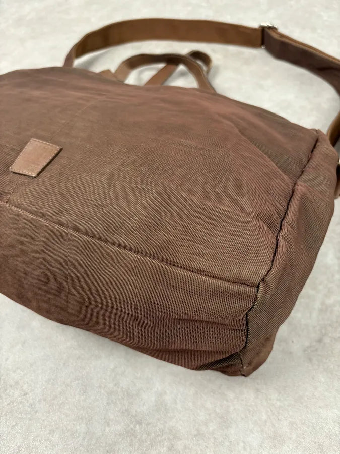 2000s Gianfranco Ferré Brown Hybrid Leather Shoulder Bag qBDiYlY 5