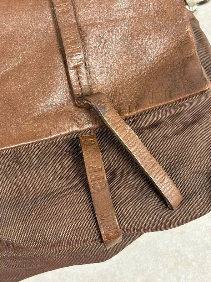 2000s Gianfranco Ferré Brown Hybrid Leather Shoulder Bag qBDiYlY 10