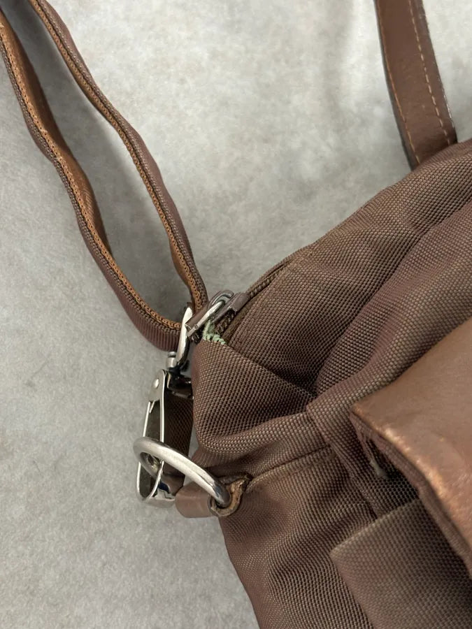 2000s Gianfranco Ferré Brown Hybrid Leather Shoulder Bag qBDiYlY 12