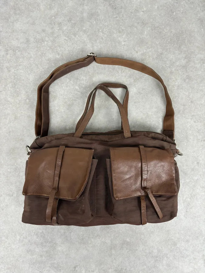 2000s Gianfranco Ferré Brown Hybrid Leather Shoulder Bag qBDiYlY 0