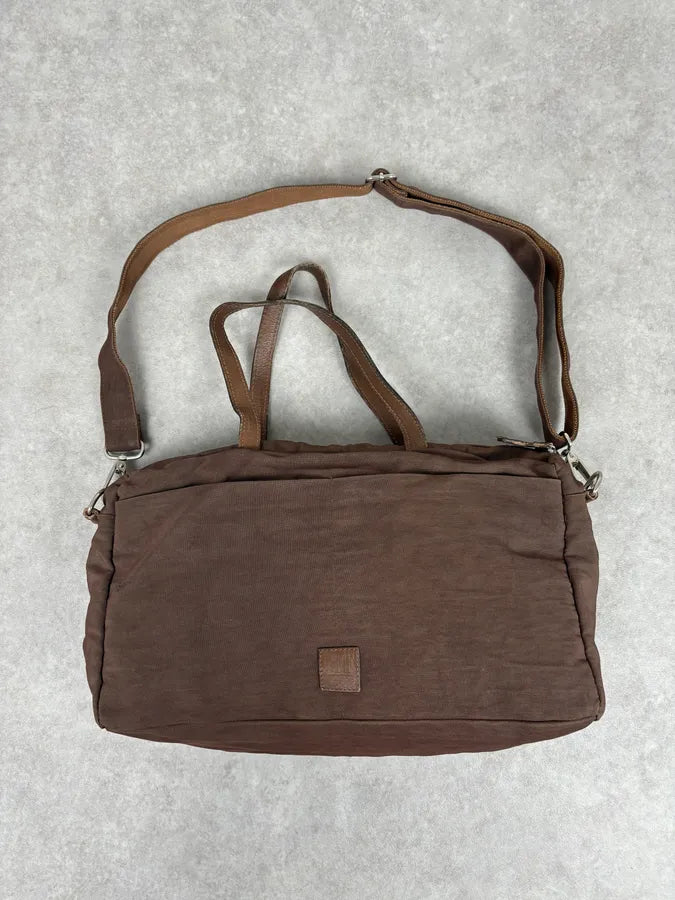 2000s Gianfranco Ferré Brown Hybrid Leather Shoulder Bag qBDiYlY 4