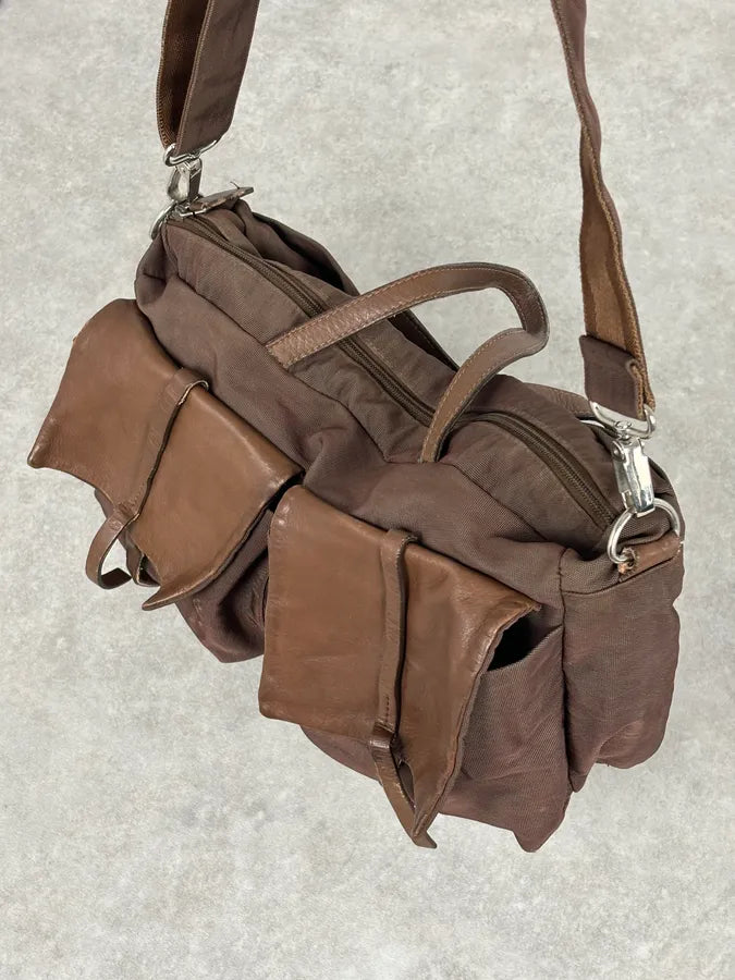 2000s Gianfranco Ferré Brown Hybrid Leather Shoulder Bag qBDiYlY 8