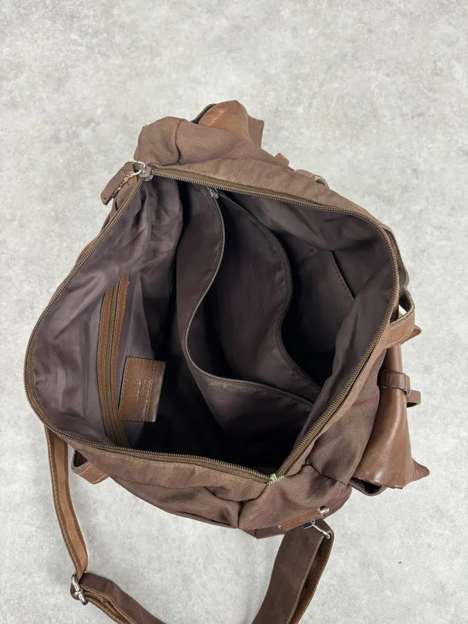 2000s Gianfranco Ferré Brown Hybrid Leather Shoulder Bag qBDiYlY 6