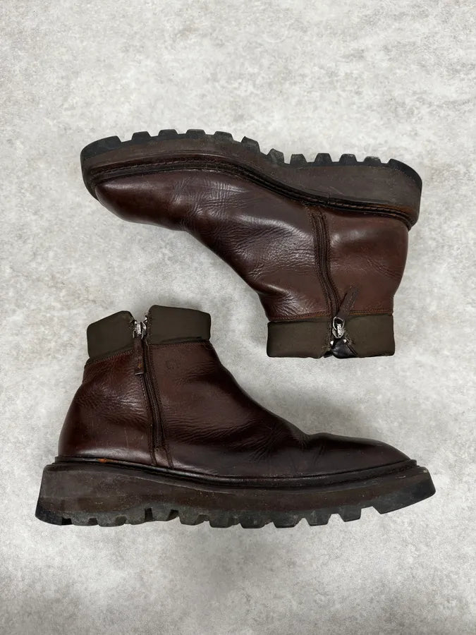 2000s Gianfranco Ferré Brown Leather Army Boots oivDyIm 2