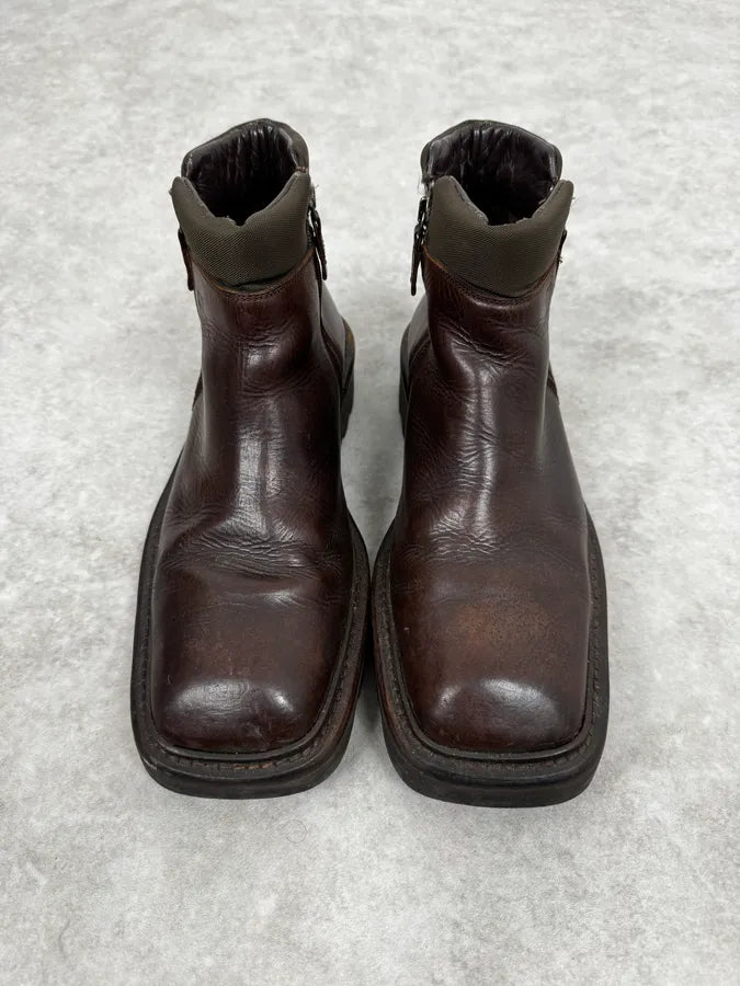 2000s Gianfranco Ferré Brown Leather Army Boots oivDyIm 1