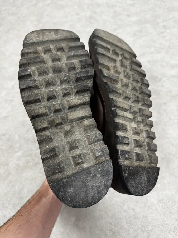 2000s Gianfranco Ferré Brown Leather Army Boots oivDyIm 4