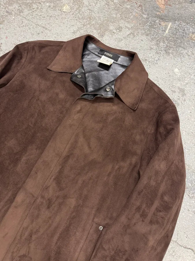 2000s Gianfranco Ferré Brown Suede Leather Jacket BCxjnSF 3