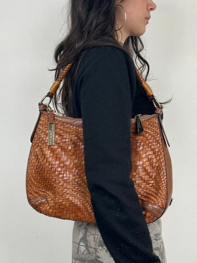 2000s Gianfranco Ferré Brown Woven Gradient Handle Bag WERgTEa 2