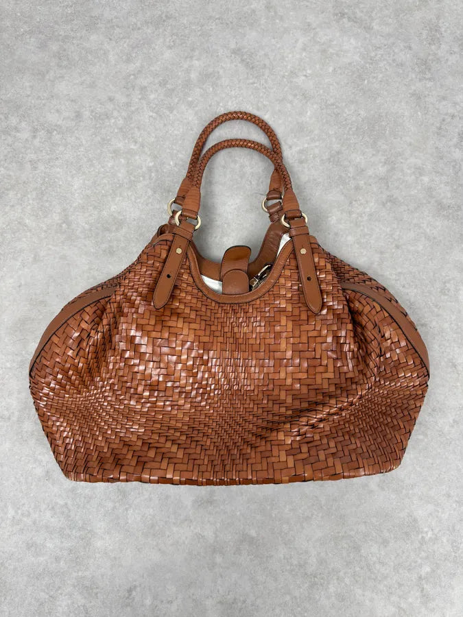 2000s Gianfranco Ferré Brown Woven Leather Handle Bag pXNyycv 0