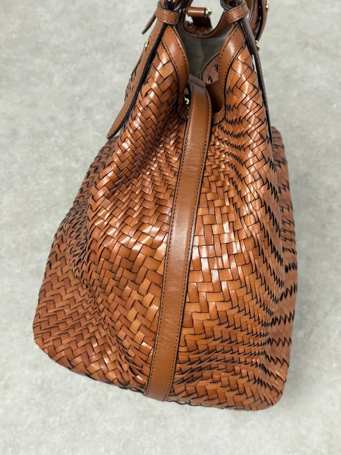 2000s Gianfranco Ferré Brown Woven Leather Handle Bag pXNyycv 1