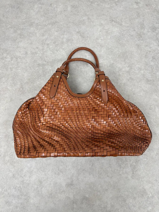 2000s Gianfranco Ferré Brown Woven Leather Handle Bag pXNyycv 2