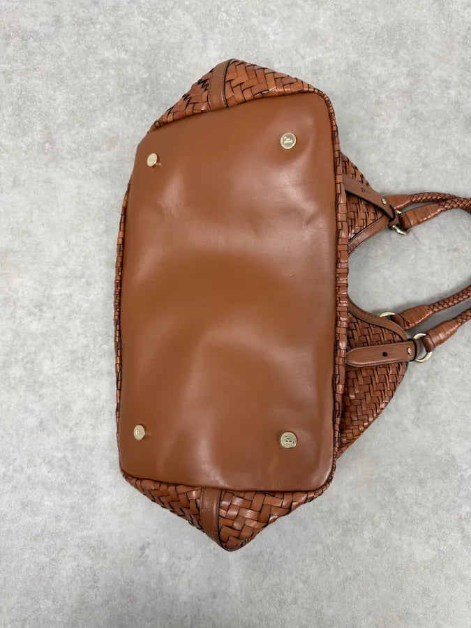 2000s Gianfranco Ferré Brown Woven Leather Handle Bag pXNyycv 3