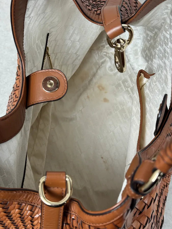 2000s Gianfranco Ferré Brown Woven Leather Handle Bag pXNyycv 5