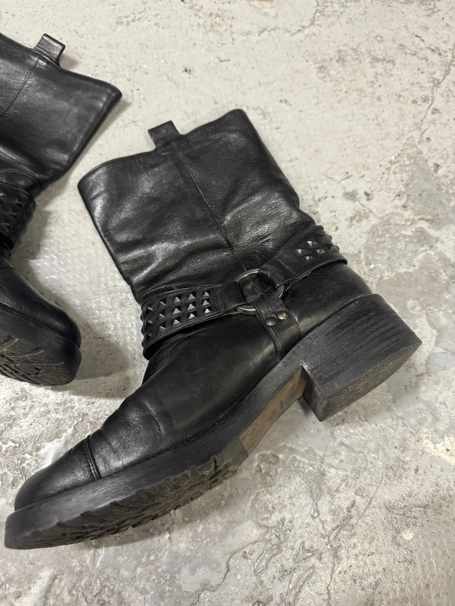 2000s Gianfranco Ferré Buckle Black Leather Boots DUHrAwF 2