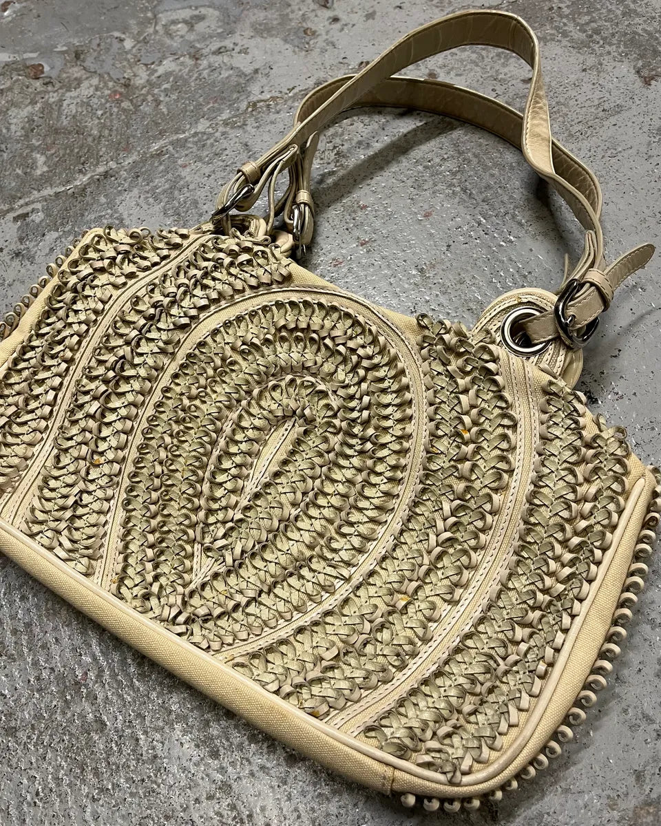 2000s Gianfranco Ferré Cream Beaded Embellished Handle Bag TFCrdxy 3