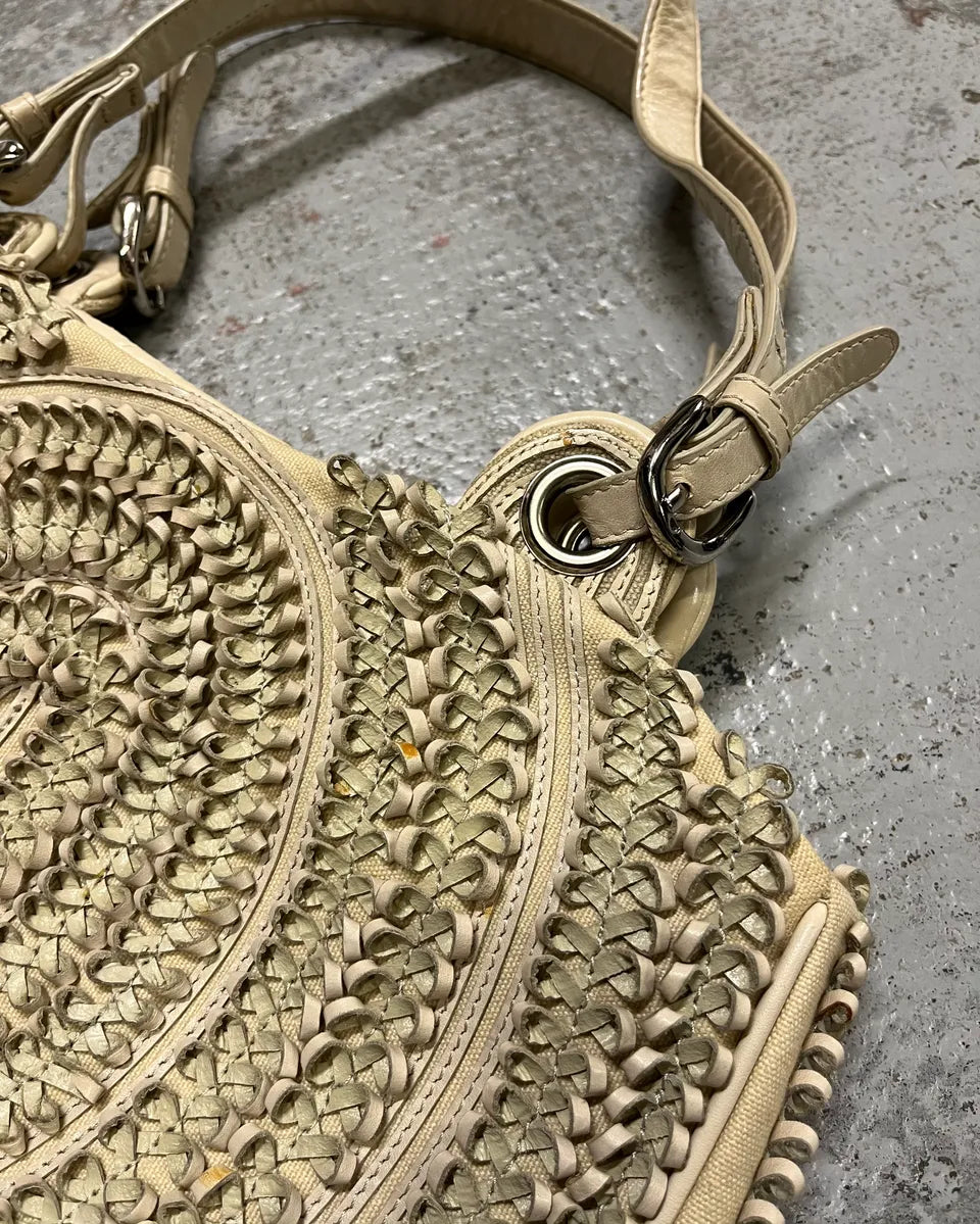 2000s Gianfranco Ferré Cream Beaded Embellished Handle Bag TFCrdxy 4