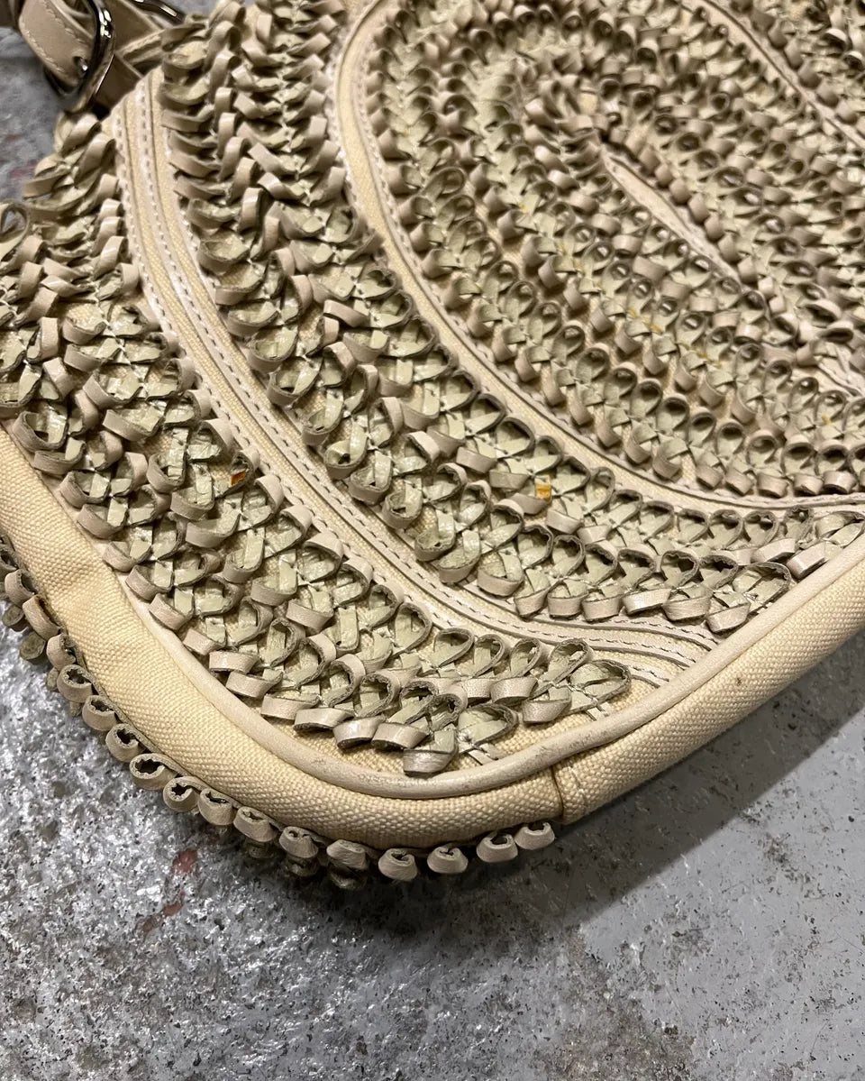 2000s Gianfranco Ferré Cream Beaded Embellished Handle Bag TFCrdxy 5