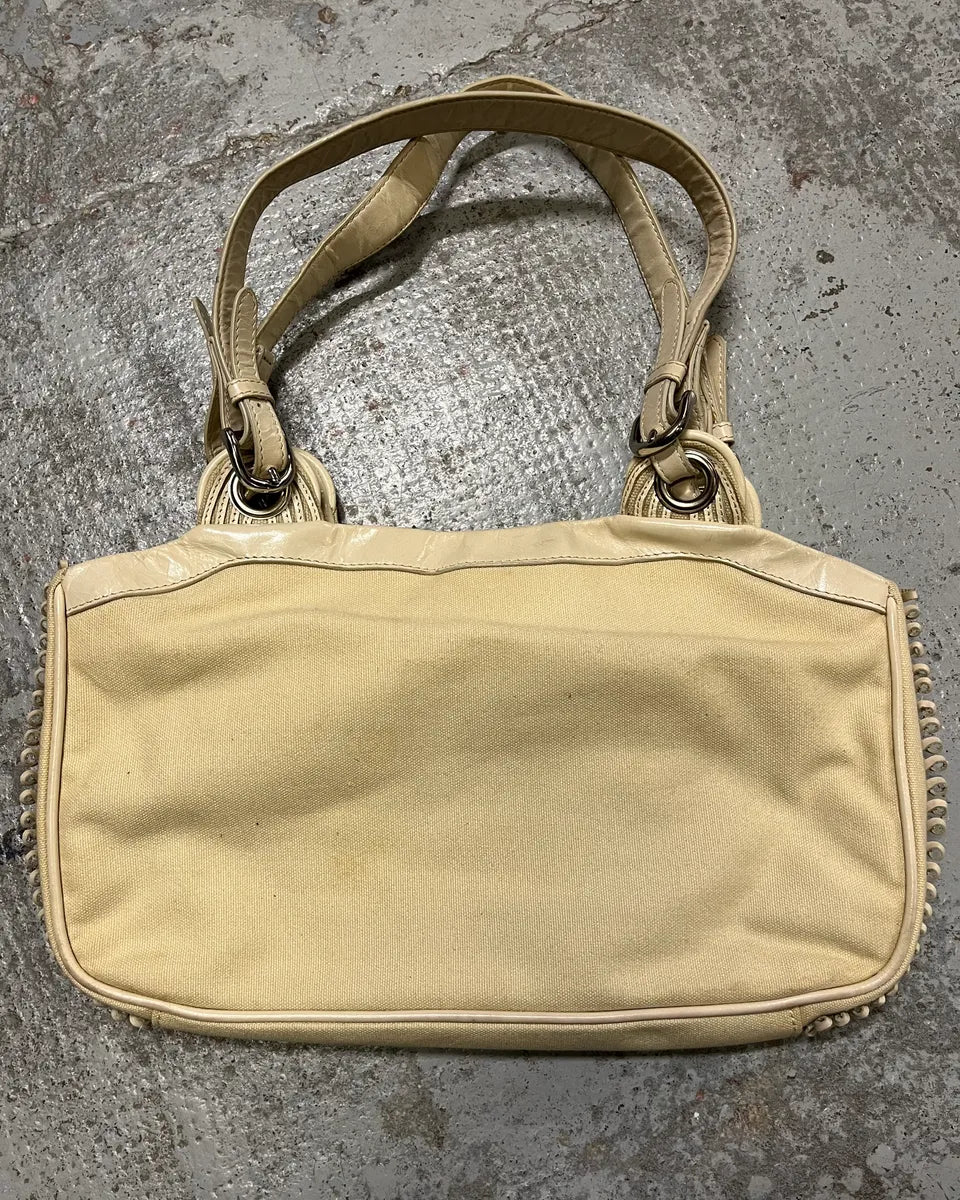 2000s Gianfranco Ferré Cream Beaded Embellished Handle Bag TFCrdxy 6