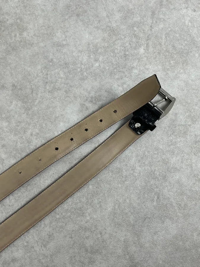 2000s Gianfranco Ferré Crocodile Embossed Leather Black Belt WCnBjfs 3