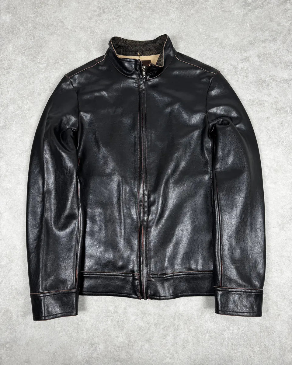 2000s Gianfranco Ferré Black & Dark Brown Eco Leather jacket wEyfRAf 0