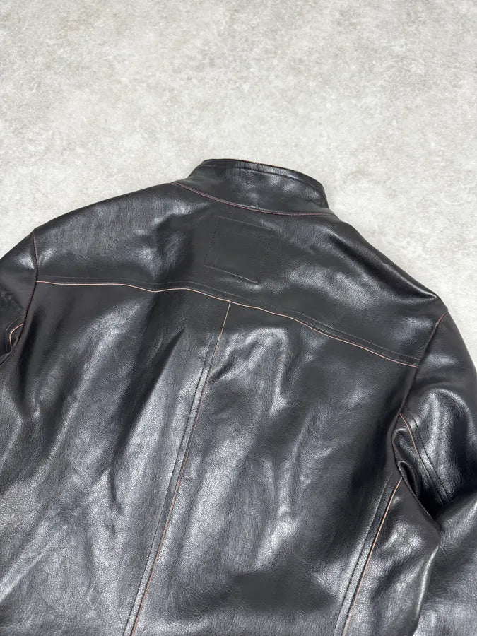 2000s Gianfranco Ferré Black & Dark Brown Eco Leather jacket wEyfRAf 6