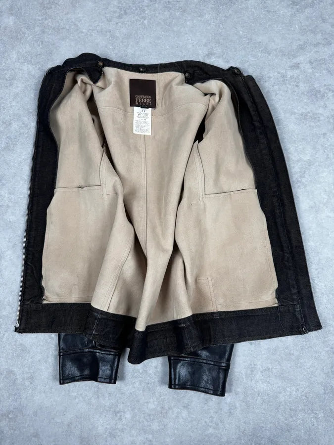 2000s Gianfranco Ferré Black & Dark Brown Eco Leather jacket wEyfRAf 7