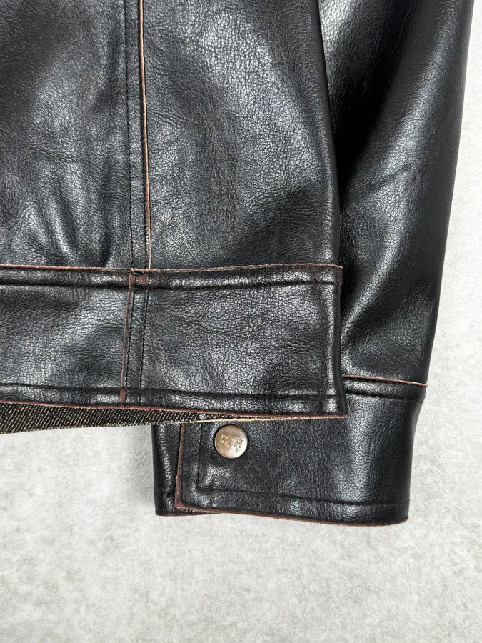 2000s Gianfranco Ferré Black & Dark Brown Eco Leather jacket wEyfRAf 8