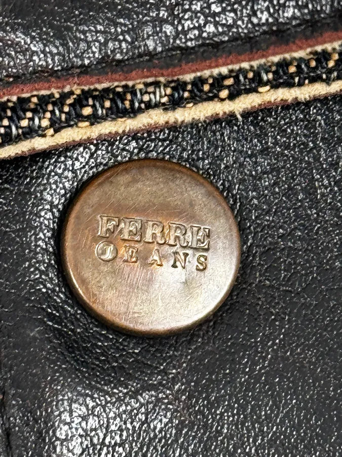 2000s Gianfranco Ferré Black & Dark Brown Eco Leather jacket wEyfRAf 9