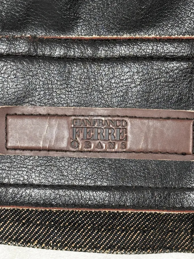 2000s Gianfranco Ferré Black & Dark Brown Eco Leather jacket wEyfRAf 10