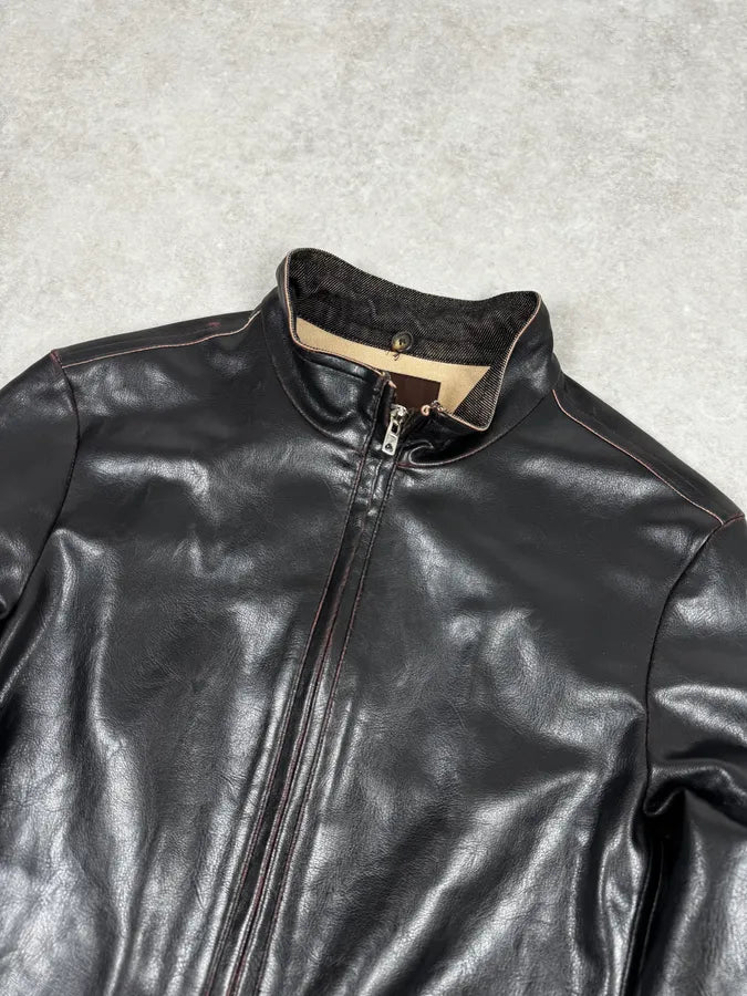 2000s Gianfranco Ferré Black & Dark Brown Eco Leather jacket wEyfRAf 4