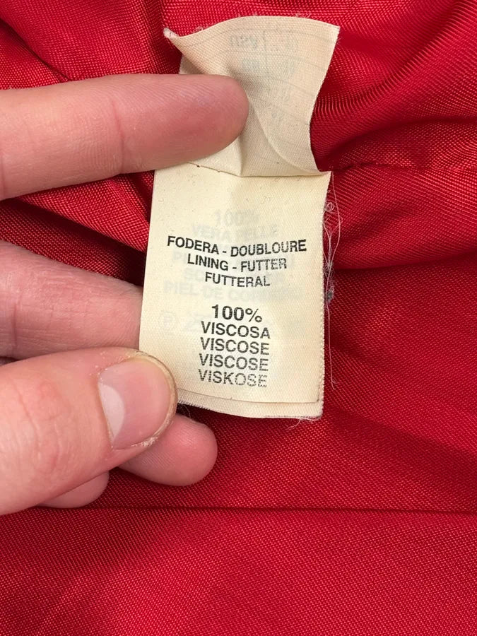 2000s Gianfranco Ferré Fur Collar Red Leather Puffer Vest MkBCrLm 8