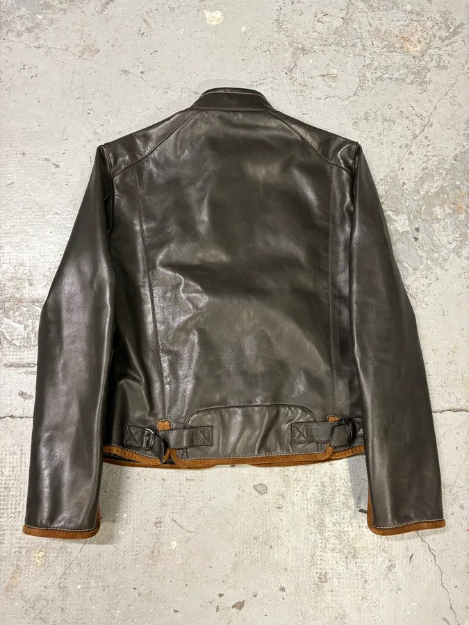 2000s Gianfranco Ferré Futuristic Biker Black Leather Jacket (M) MWeudNR 3