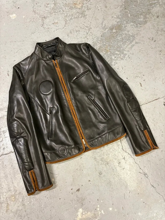 2000s Gianfranco Ferré Futuristic Biker Black Leather Jacket (M) MWeudNR 4