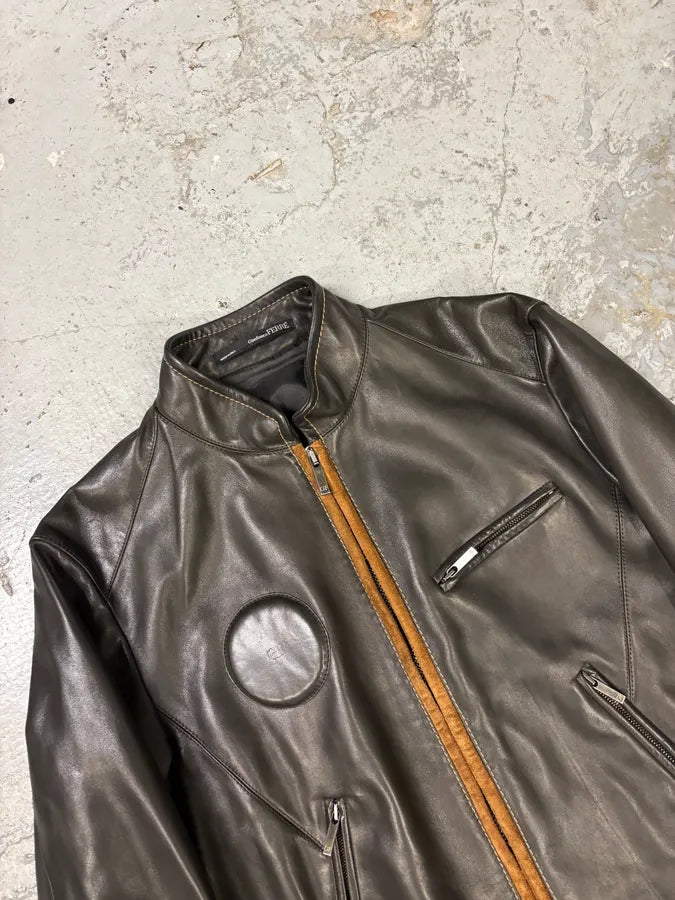 2000s Gianfranco Ferré Futuristic Biker Black Leather Jacket (M) MWeudNR 5