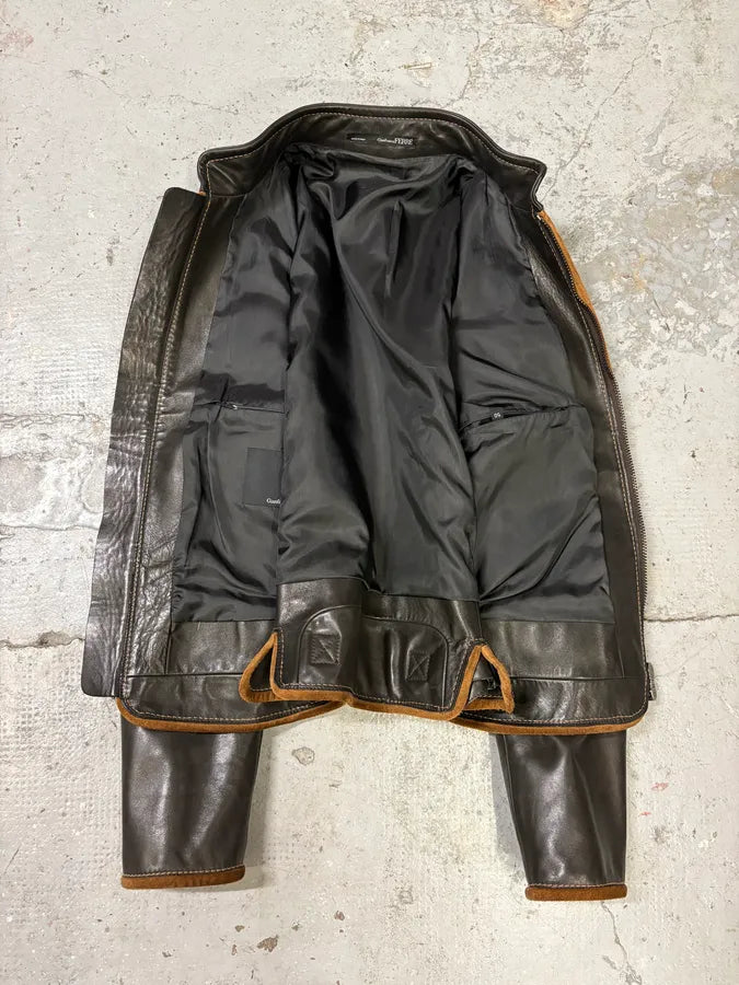 2000s Gianfranco Ferré Futuristic Biker Black Leather Jacket (M) MWeudNR 6
