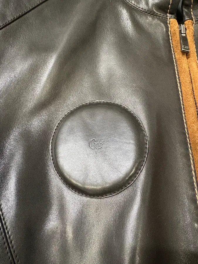 2000s Gianfranco Ferré Futuristic Biker Black Leather Jacket (M) MWeudNR 7