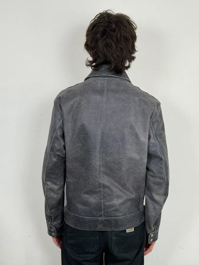 2000s Gianfranco Ferré Grey Leather Trucker Jacket pGQpVba 2