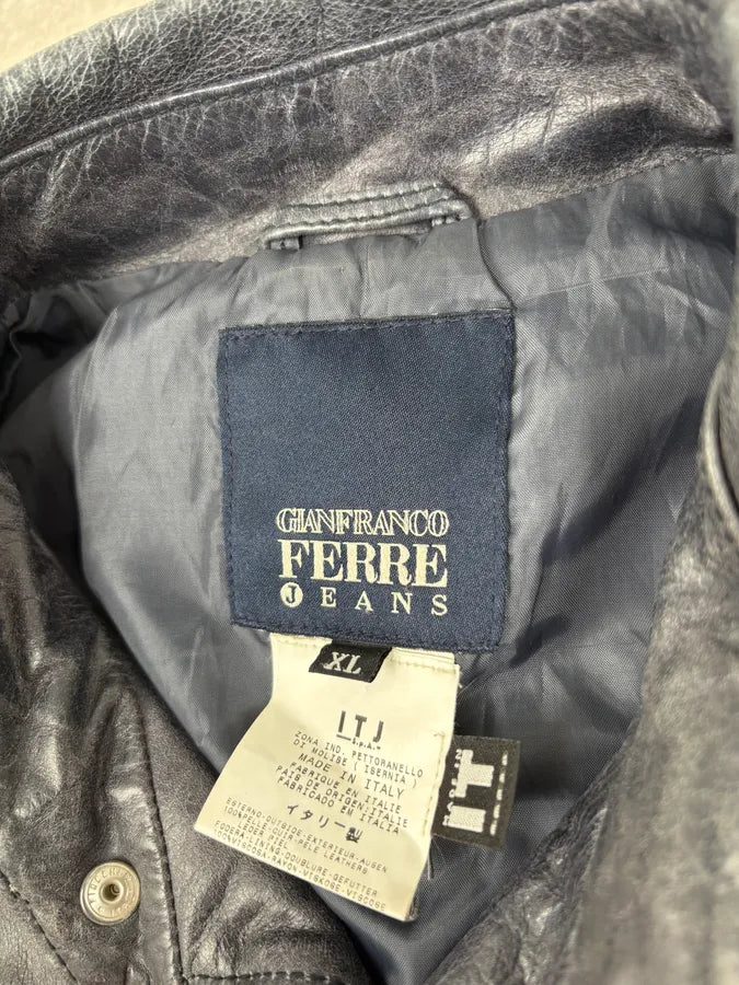 2000s Gianfranco Ferré Grey Leather Trucker Jacket pGQpVba 8