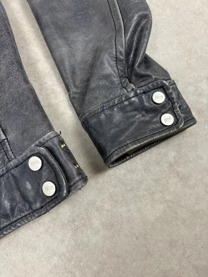 2000s Gianfranco Ferré Grey Leather Trucker Jacket pGQpVba 7