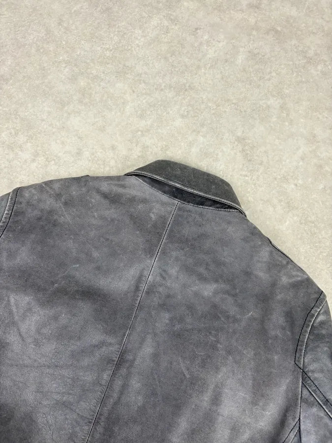 2000s Gianfranco Ferré Grey Leather Trucker Jacket pGQpVba 5