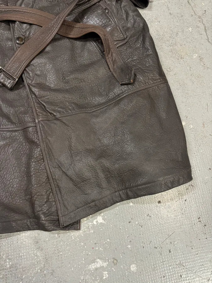 2000s Gianfranco Ferré Hunter Fur Leather Trench Coat (L) aKHwrNt 5